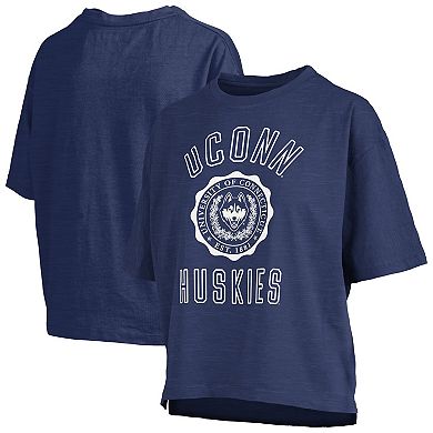 Women's Pressbox Navy UConn Huskies Motley Crew Bishop Waist Length Oversized T-Shirt