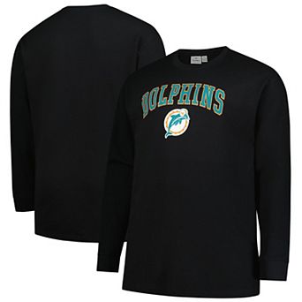 Men's Fanatics Black Miami Dolphins Big & Tall Throwback Thermal Long Sleeve T-Shirt
