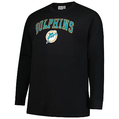 Men's Fanatics Black Miami Dolphins Big & Tall Throwback Thermal Long Sleeve T-Shirt