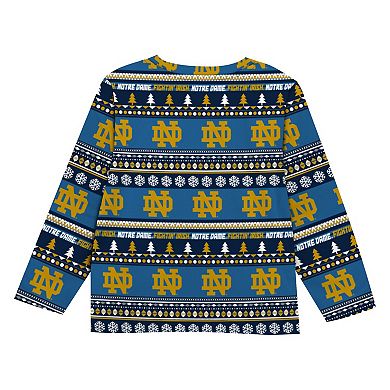 Youth Outerstuff Navy Notre Dame Fighting Irish Ugly Sweater Pajama Set