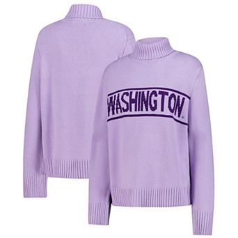 Women's Gameday Social Lavender Washington Huskies Chenille Turtleneck Sweater