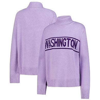 Women's Gameday Social Lavender Washington Huskies Chenille Turtleneck Sweater