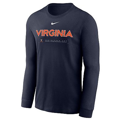 Men's Nike Navy Virginia Cavaliers 2025 Courtside Basketball Shootaround Dri-FIT Long Sleeve T-Shirt