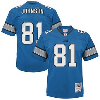 Youth Mitchell & Ness Calvin Johnson Blue Detroit Lions Legacy Replica Jersey