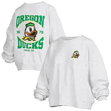 Women's Pressbox Oatmeal Oregon Ducks Waist Length Oversized Janise Melange Sweatshirt