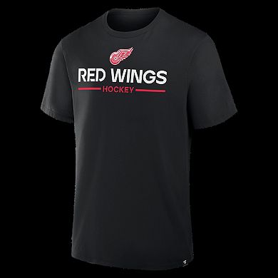 Men's Fanatics Black Detroit Red Wings Authentic Pro Primary T-Shirt