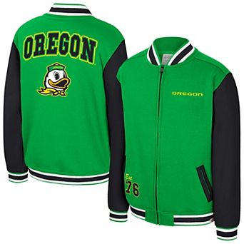 Youth Colosseum Green Oregon Ducks Grand Tour Full-Zip Bomber Jacket