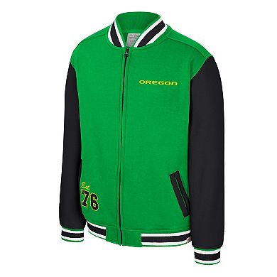 Youth Colosseum Green Oregon Ducks Grand Tour Full-Zip Bomber Jacket