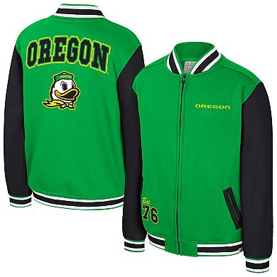 Youth Colosseum Green Oregon Ducks Grand Tour Full-Zip Bomber Jacket