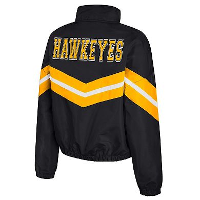 Women's Colosseum Black Iowa Hawkeyes Thin Ice Full-Zip Windbreaker