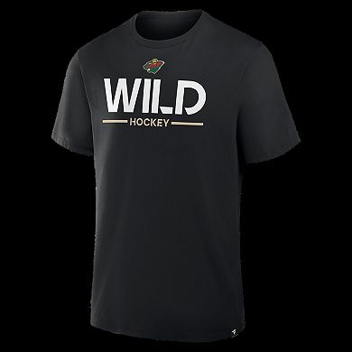Men's Fanatics Black Minnesota Wild Authentic Pro Primary T-Shirt