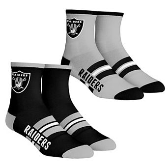 Unisex Rock Em Socks Las Vegas Raiders 2-Pack Multi Stripe Quarter Socks Set