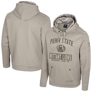 Men's Colosseum Oatmeal Penn State Nittany Lions Operation Hat Trick Battalion Hoodie