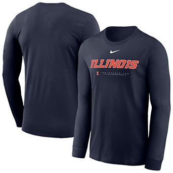 Men's Nike Navy Illinois Fighting Illini 2025 Courtside Basketball Shootaround Dri-FIT Long Sleeve T-Shirt