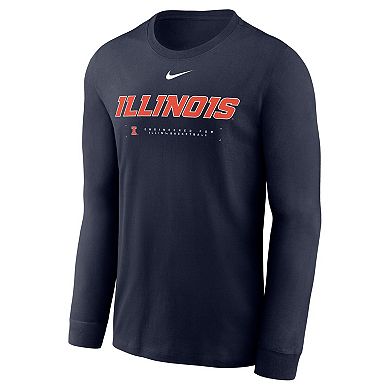 Men's Nike Navy Illinois Fighting Illini 2025 Courtside Basketball Shootaround Dri-FIT Long Sleeve T-Shirt