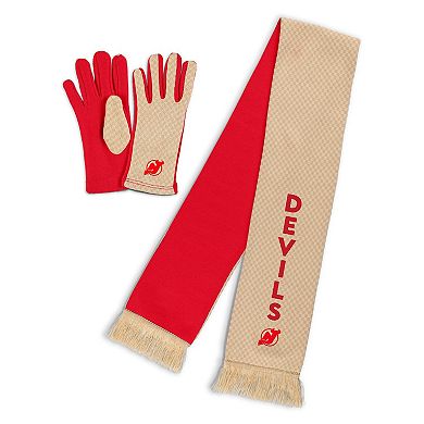 Women's WEAR by Erin Andrews New Jersey Devils Tonal Microcheck Scarf & Glove Set