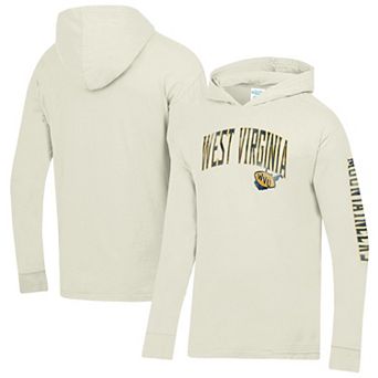 Men's ComfortWash Cream West Virginia Mountaineers Long Sleeve Hooded T-Shirt