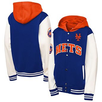 Youth Mitchell & Ness Royal New York Mets Courtside Fleece Full-Snap Hoodie