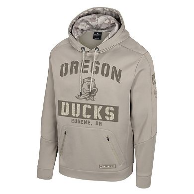 Men's Colosseum Oatmeal Oregon Ducks Operation Hat Trick Battalion Hoodie