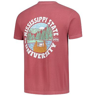 Men's Maroon Mississippi State Bulldogs Comfort Colors Thick Lined Landscape T-Shirt