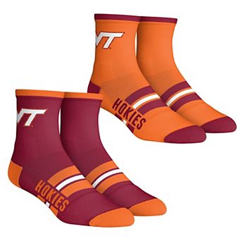 Unisex Rock Em Socks Virginia Tech Hokies 2-Pack Multi Stripe Quarter Socks Set
