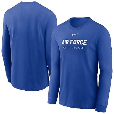 Men's Nike Royal Air Force Falcons 2025 Courtside Basketball Shootaround Dri-FIT Long Sleeve T-Shirt