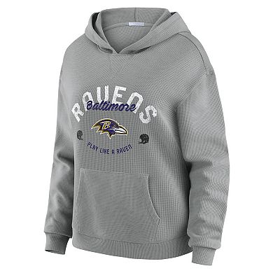 Women's WEAR by Erin Andrews Gray Baltimore Ravens Waffle-Knit Long Sleeve Hooded Shirt & Pants Lounge Set