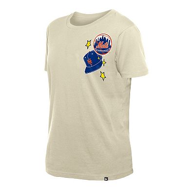 Women's New Era Cream New York Mets Stars & Cap T-Shirt