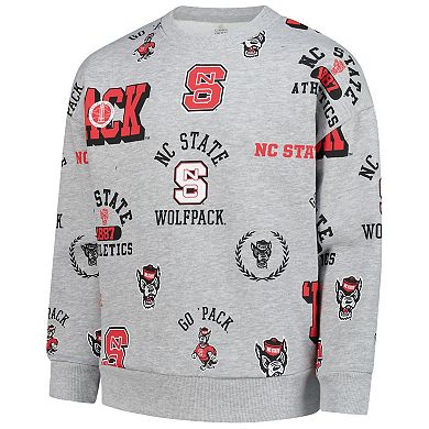 Girls Youth Gameday Couture Heather Gray NC State Wolfpack Always On Repeat Pullover Sweatshirt