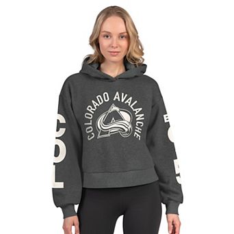 Women's Starter Heather Charcoal Colorado Avalanche Star Player Cropped Fleece Hoodie