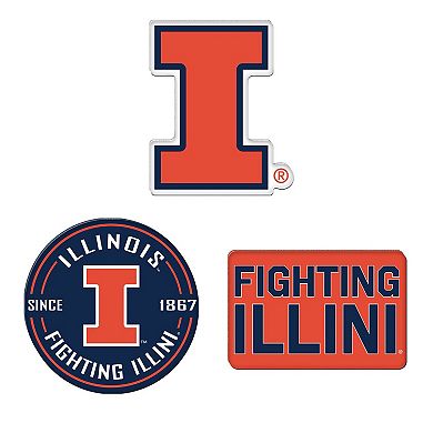 WinCraft Illinois Fighting Illini 3-Pack Premium Fridge Magnet Set