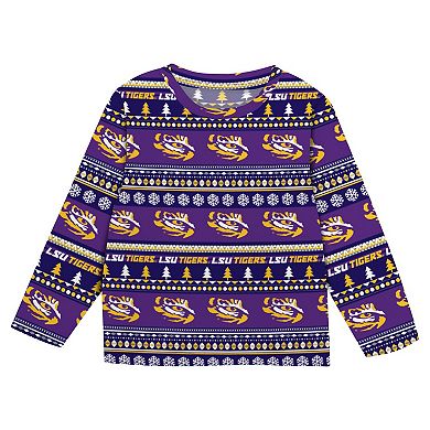 Preschool Outerstuff Purple LSU Tigers Ugly Sweater Pajama Set