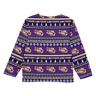 Preschool Outerstuff Purple LSU Tigers Ugly Sweater Pajama Set