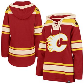 Women's '47 Red Calgary Flames Superior Lacer Pullover Hoodie