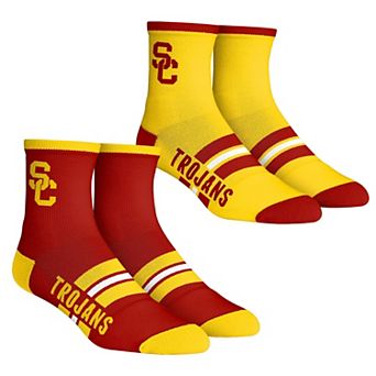 Unisex Rock Em Socks USC Trojans 2-Pack Multi Stripe Quarter Socks Set