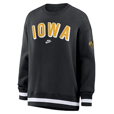 Women's Nike Black Iowa Hawkeyes Oversized Legacy Phoenix Sweatshirt