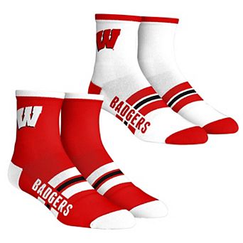 Unisex Rock Em Socks Wisconsin Badgers 2-Pack Multi Stripe Quarter Socks Set