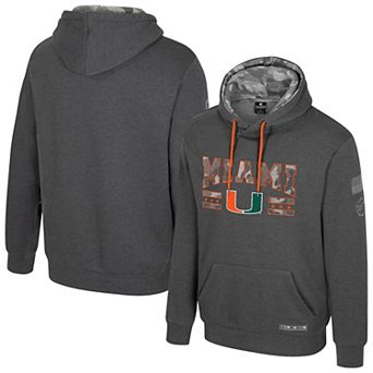 Men's Colosseum Heather Charcoal Miami Hurricanes Operation Hat Trick Squad Hoodie