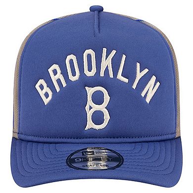 Men's New Era Royal Los Angeles Dodgers Vintage Arched Foam Front 9FIFTY A-Frame Adjustable Trucker Hat