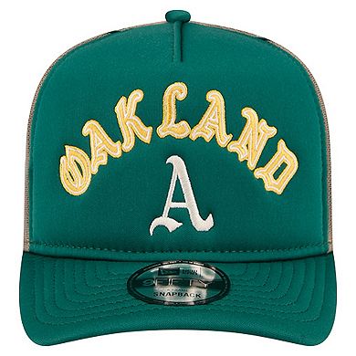 Men's New Era Kelly Green Oakland Athletics Vintage Arched Foam Front 9FIFTY A-Frame Adjustable Trucker Hat
