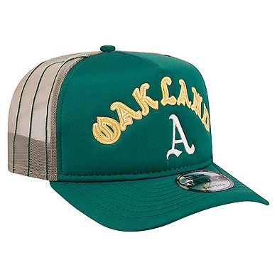 Men's New Era Kelly Green Oakland Athletics Vintage Arched Foam Front 9FIFTY A-Frame Adjustable Trucker Hat