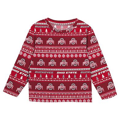 Preschool Outerstuff Scarlet Ohio State Buckeyes Ugly Sweater Pajama Set