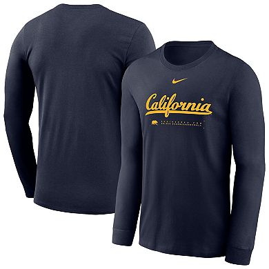 Men's Nike Navy Cal Bears 2025 Courtside Basketball Shootaround Dri-FIT Long Sleeve T-Shirt