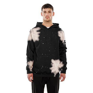 Men's New Era Black New York Knicks Injection Bleached Out Raw Edge Hoodie