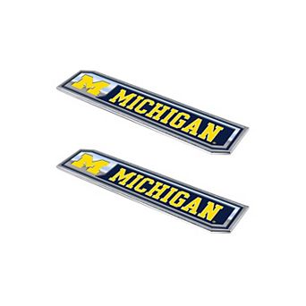 Logo Brands Michigan Wolverines 2-Pack Embossed Truck Emblem Set