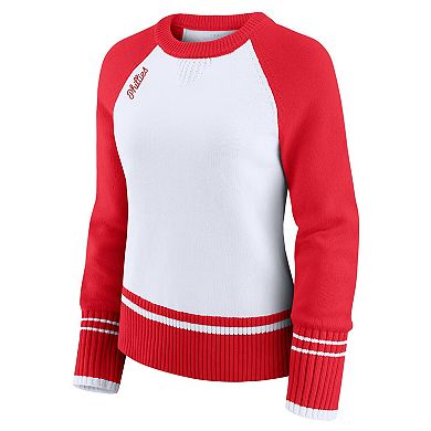 Women's WEAR by Erin Andrews White Philadelphia Phillies Colorblock Raglan Sweater