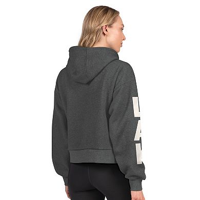 Women's Starter Heather Charcoal Los Angeles Kings Star Player Cropped Fleece Hoodie
