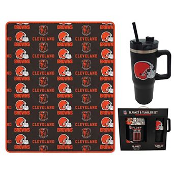 "Pegasus Cleveland Browns 60"" x 70"" Logo Blanket and 30oz Stainless Steel Tumbler Combo"