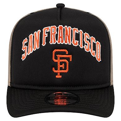 Men's New Era Black San Francisco Giants Vintage Arched Foam Front 9FIFTY A-Frame Adjustable Trucker Hat
