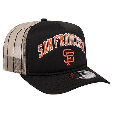 Men's New Era Black San Francisco Giants Vintage Arched Foam Front 9FIFTY A-Frame Adjustable Trucker Hat